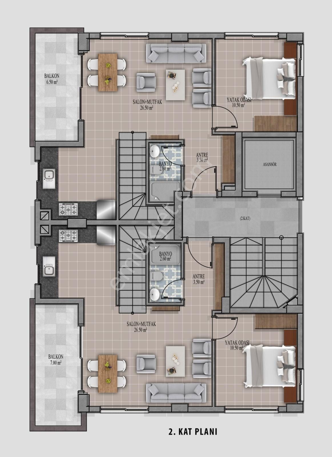 Alanya Mahmutlar 3+1 Çatı Dublex Daire 150 M2. - Görsel 5