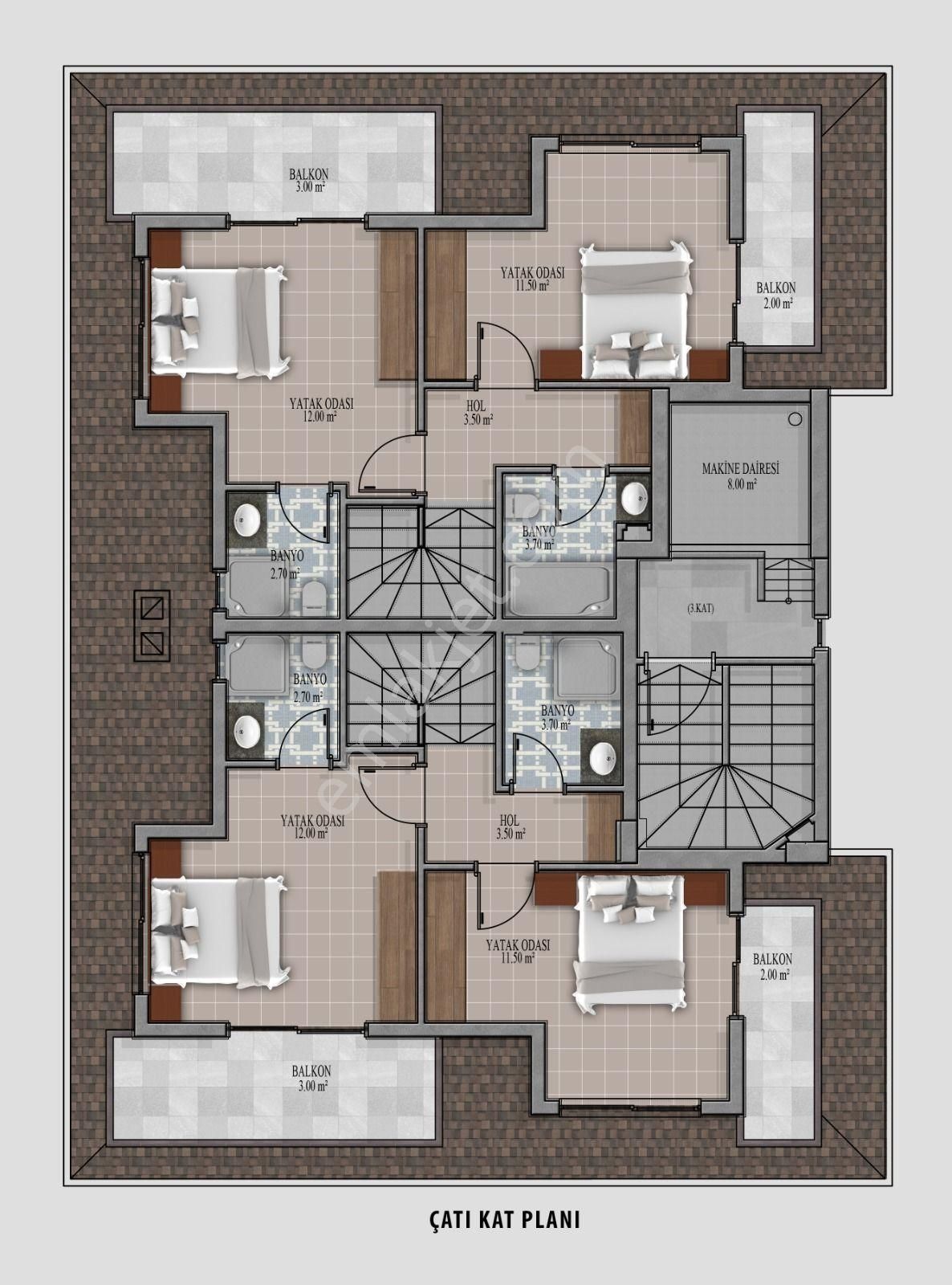 Alanya Mahmutlar 3+1 Çatı Dublex Daire 150 M2. - Görsel 4