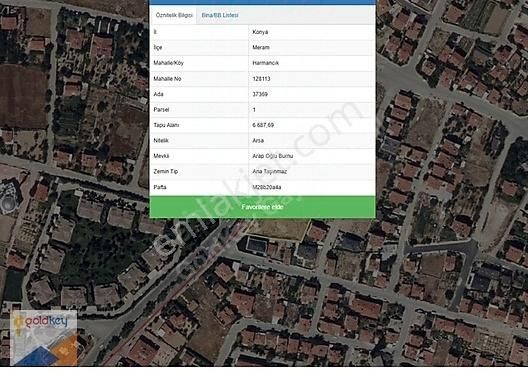 Meram Harmancık Satılık Konut İmarlı Konya Meram da Satılık Hisseli Arsa GoldKey den