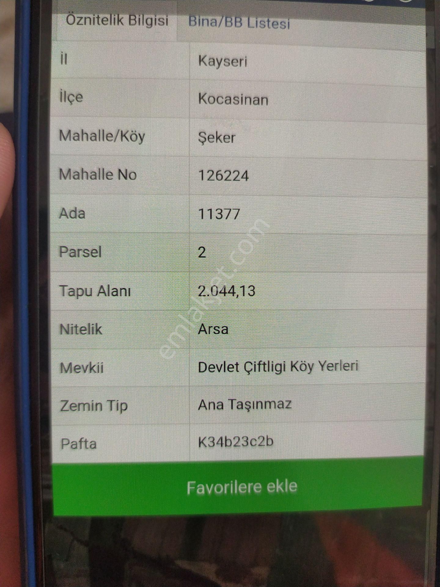 Kocasinan Şeker Satılık Konut İmarlı Kayseri şehir hastanesi tek tapu 2044 metrekare parsel