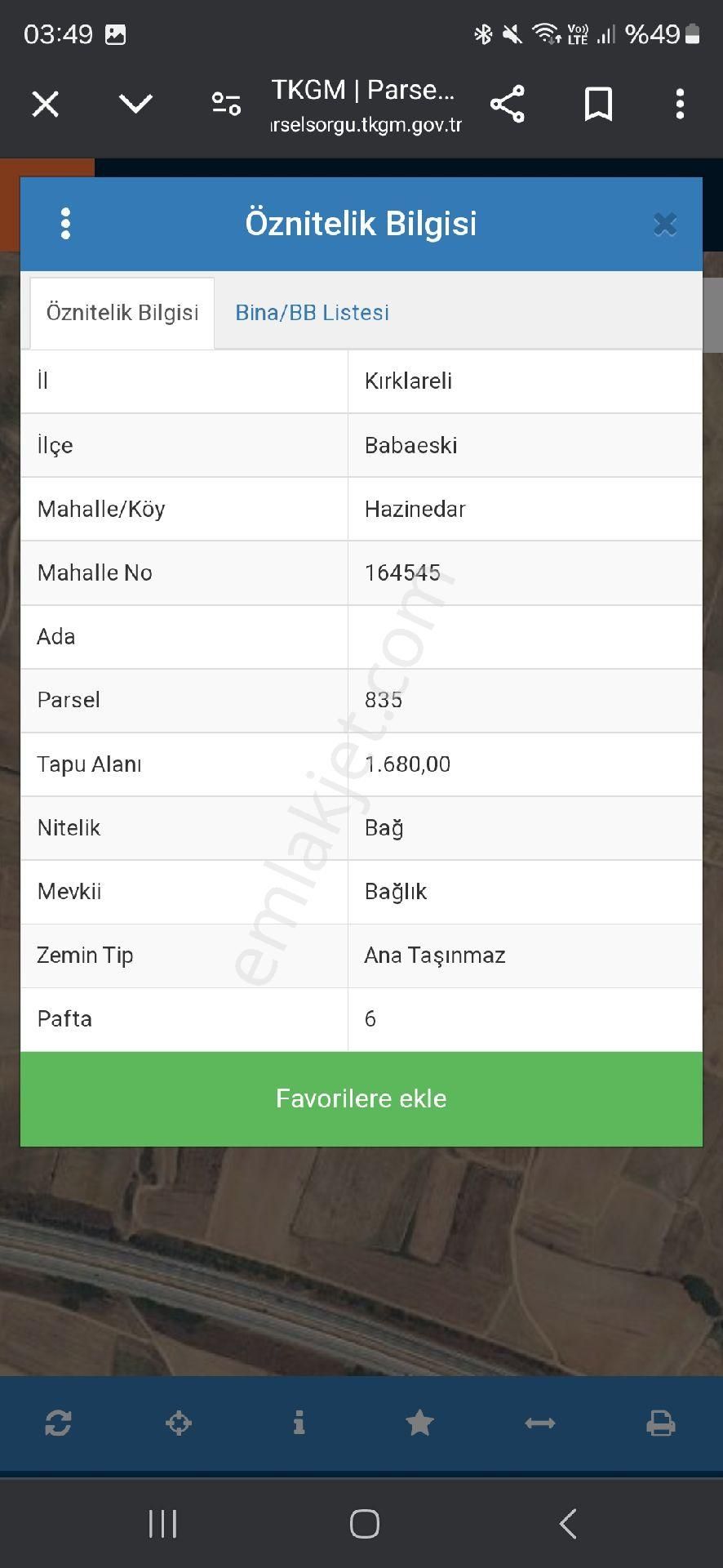 Babaeski Hazinedar Köyü Satılık Bağ & Bahçe Sahibinden Bağ Tapulu Acil Satılık!!!