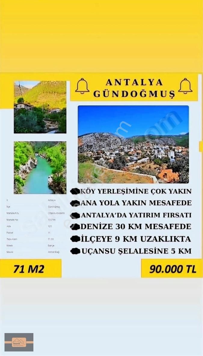 Gündoğmuş Ortaköy Satılık Bağ & Bahçe BURSA FİRMAMIZDAN İL DIŞI YATIRIM FIRSATI!! ANTALYA'DA 71,33 M2