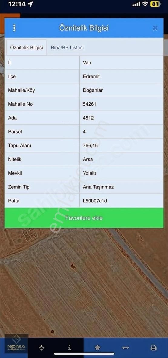 Edremit Doğanlar Satılık Konut İmarlı **doğanlarda 766 M2 Yatırımlık Müstakil Parsel**