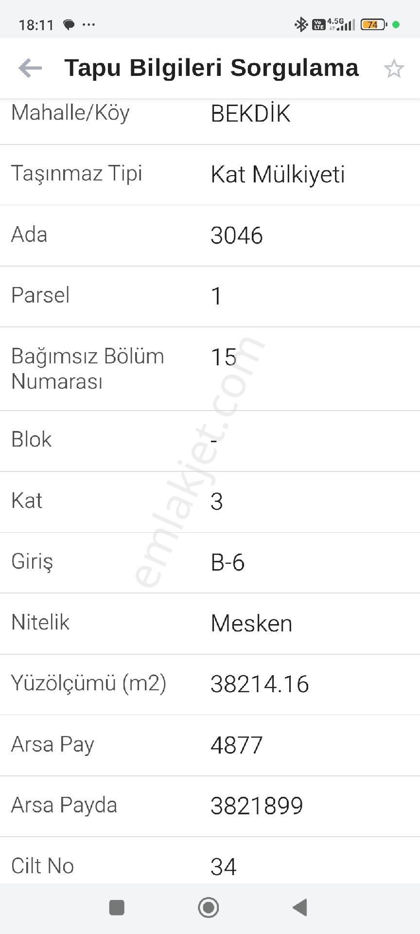 Nevşehir Merkez Bekdik Satılık Daire TOKİ 3etap 75mk 2+1 