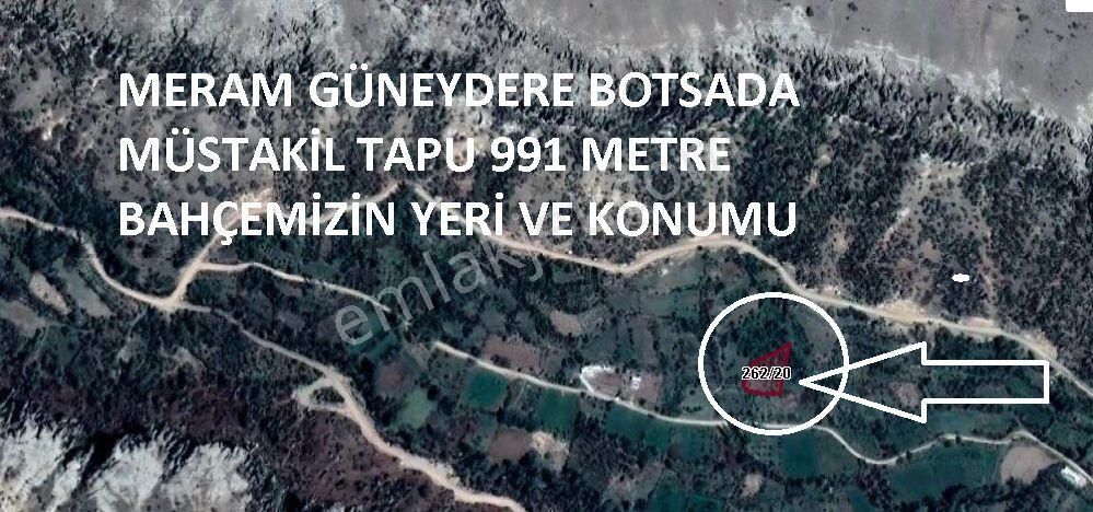 Meram Botsa Satılık Bağ & Bahçe Güneydere Botsada Müstakil Kooperatif Suyu 991 Metre Bahçemiz Satılıktır