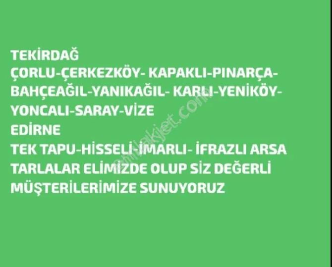 Kapaklı Atatürk Satılık Konut İmarlı   DÜZGÜN EMLAK & OTOMOTİV'DEN SATILIK ARSA TARLA