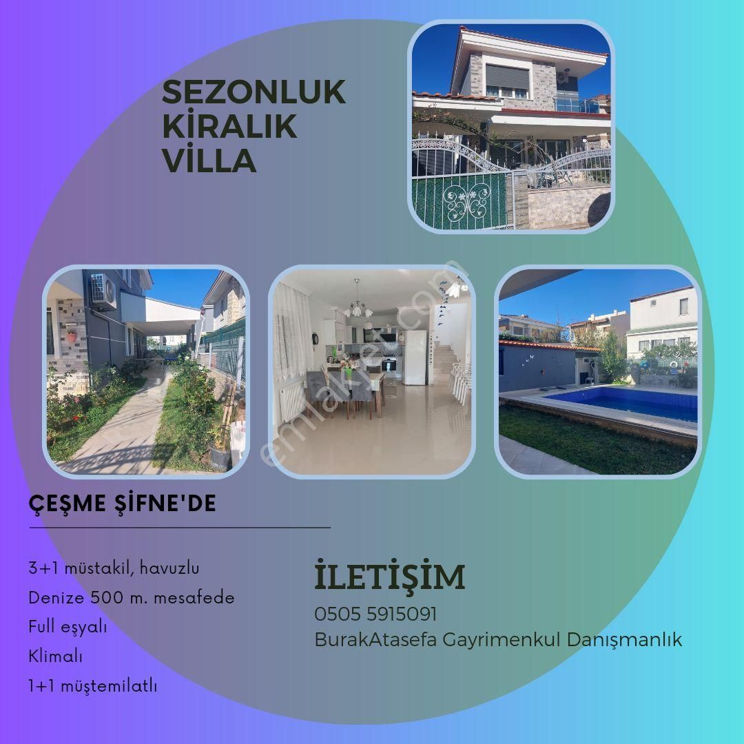 Çeşme Şifne Kiralık Villa SESONLUK KİRALIK MÜŞTEMİLATLI VİLLA