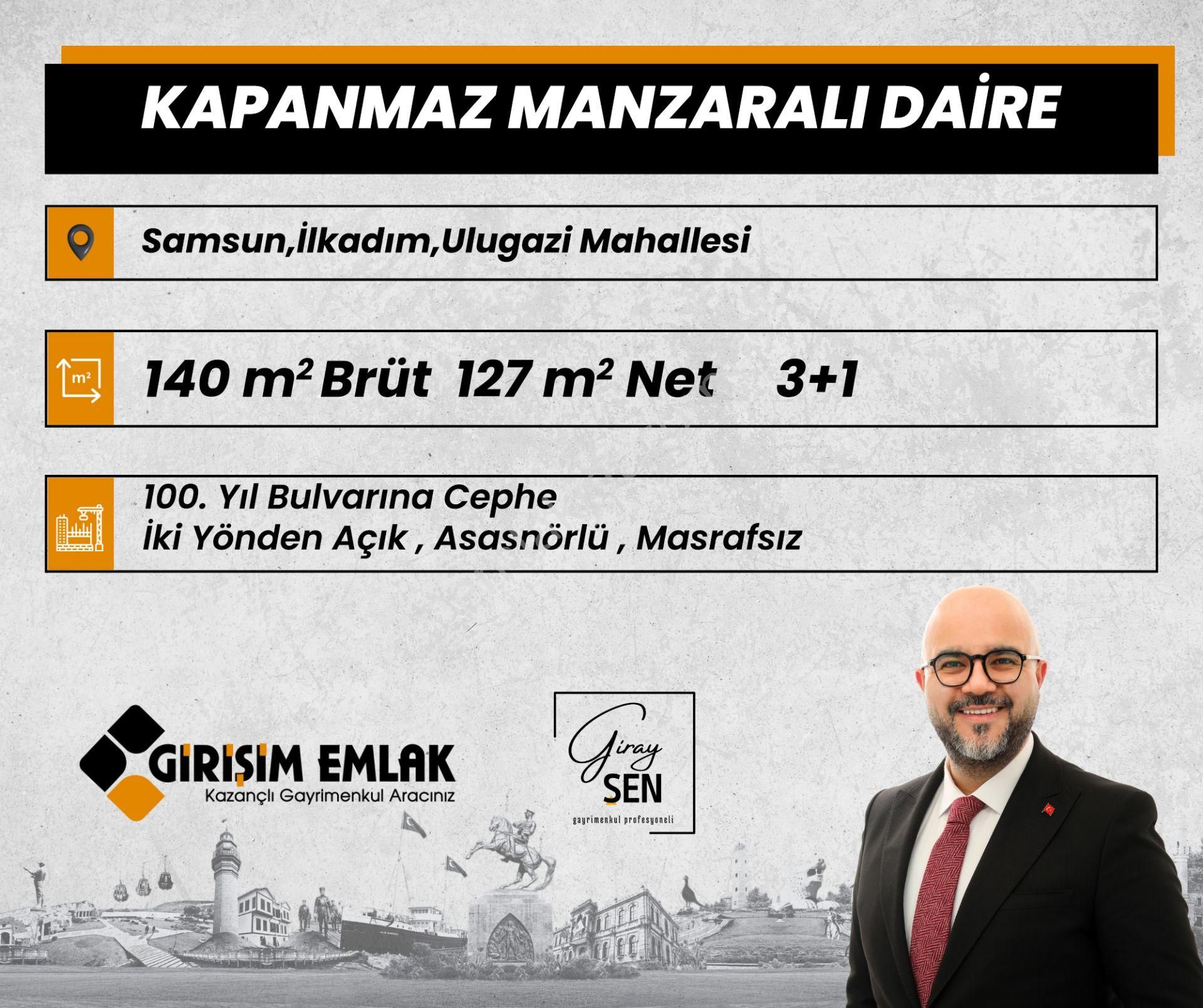 İlkadım Ulugazi Satılık Daire  KAPANMAZ DENİZ MANZARALI 100.YIL BULVARINDA DAİRE