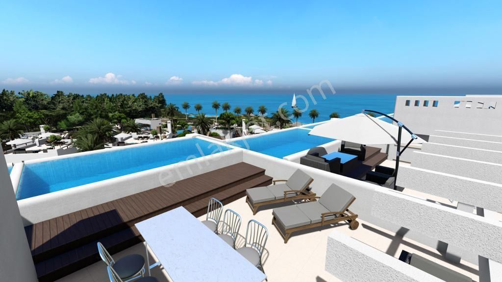 Girne Esentepe Köyü Satılık Residence Kuzey Kıbrıs'ın Enves Projesi Mykonos Projesinde Muhteşem Deniz Manzaralı 3+1 Penthouse