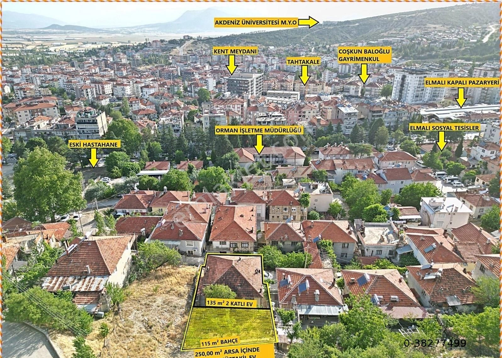 Elmalı Gündoğan Satılık Müstakil Ev ELMALI GÜNDOGAN MAH. 250 m² ARSA İÇİNDE İ MÜSTAKİL 2 KATLI BAHÇELİ BİNA SATILIKTIR