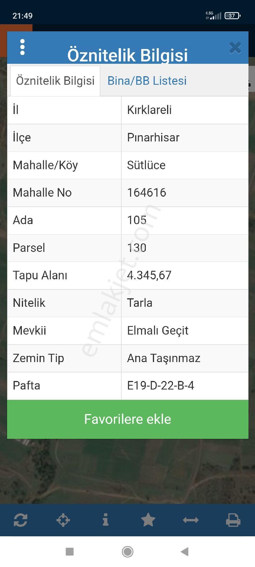 Pınarhisar Sütlüce Köyü Satılık Tarla pinarhisar sütlücede satilik müstakil yerimiz