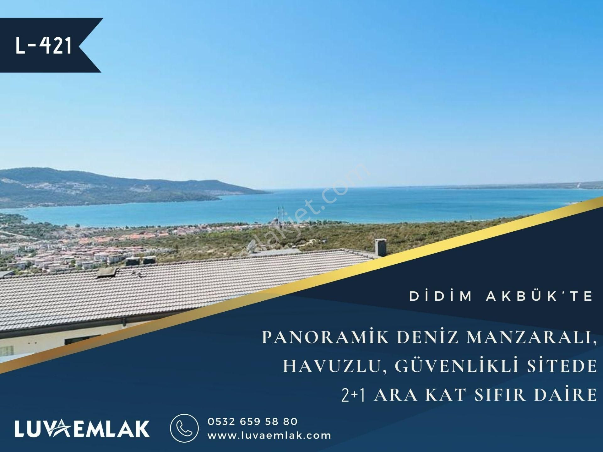 Didim Akbük Satılık Daire Didim Akbük’te Panoramik Deniz Manzaralı Havuzlu Güvenlikli Sitede Ara Kat 2+1 Sıfır Daire