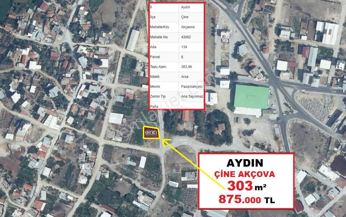 Çine Akçaova Satılık Konut İmarlı  Aydın Çine Akçaova Yerleşim Alanı İçerisinde 303m2 İmarlı Arsa