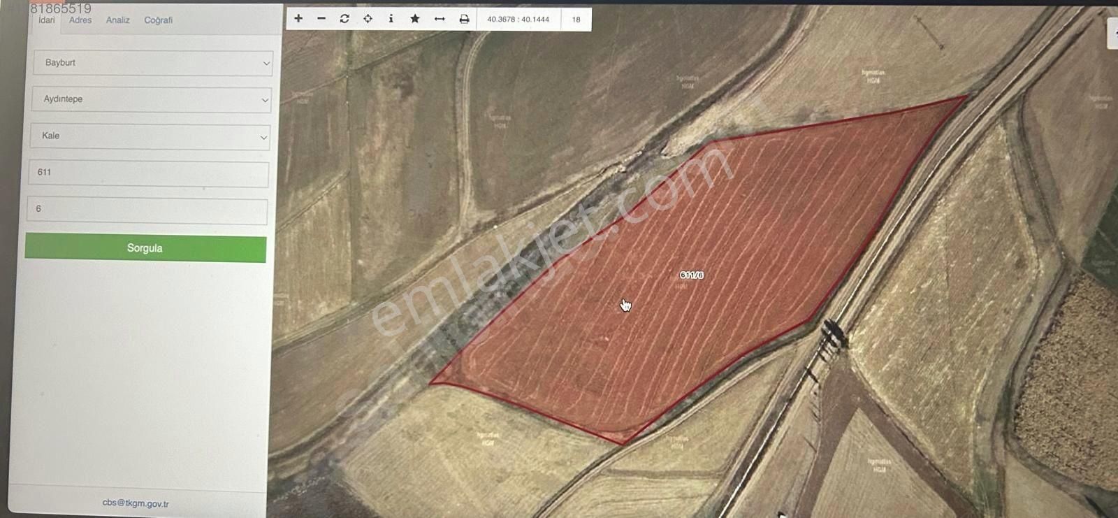 Bayburt Aydıntepe Kale Mah. 26.210 M2 Tarla