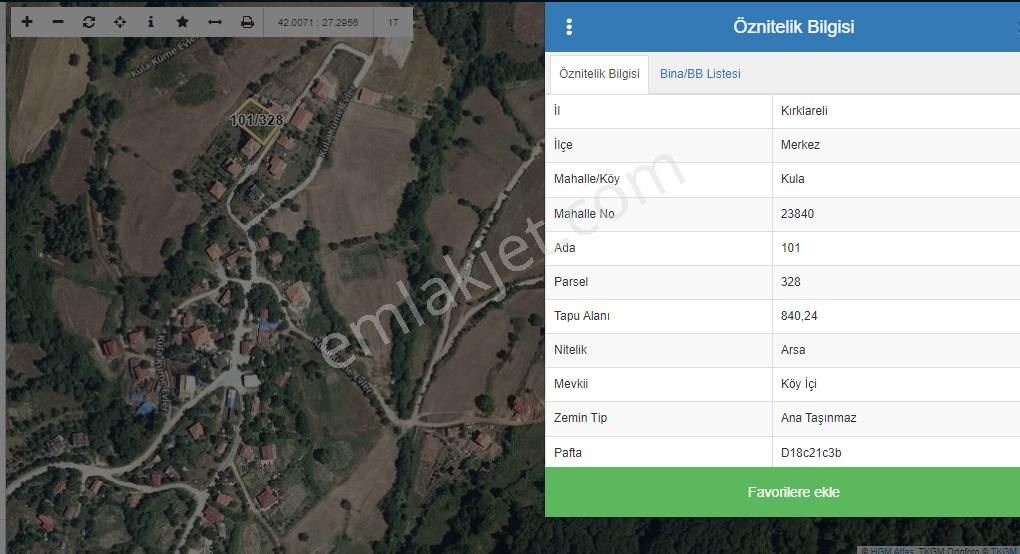 Kofçaz Kula Köyü Satılık Konut İmarlı  KIRKLARELİ MERKEZ KULA KÖYÜNDE 840 M2 ARSAMIZ SATILIKTIR