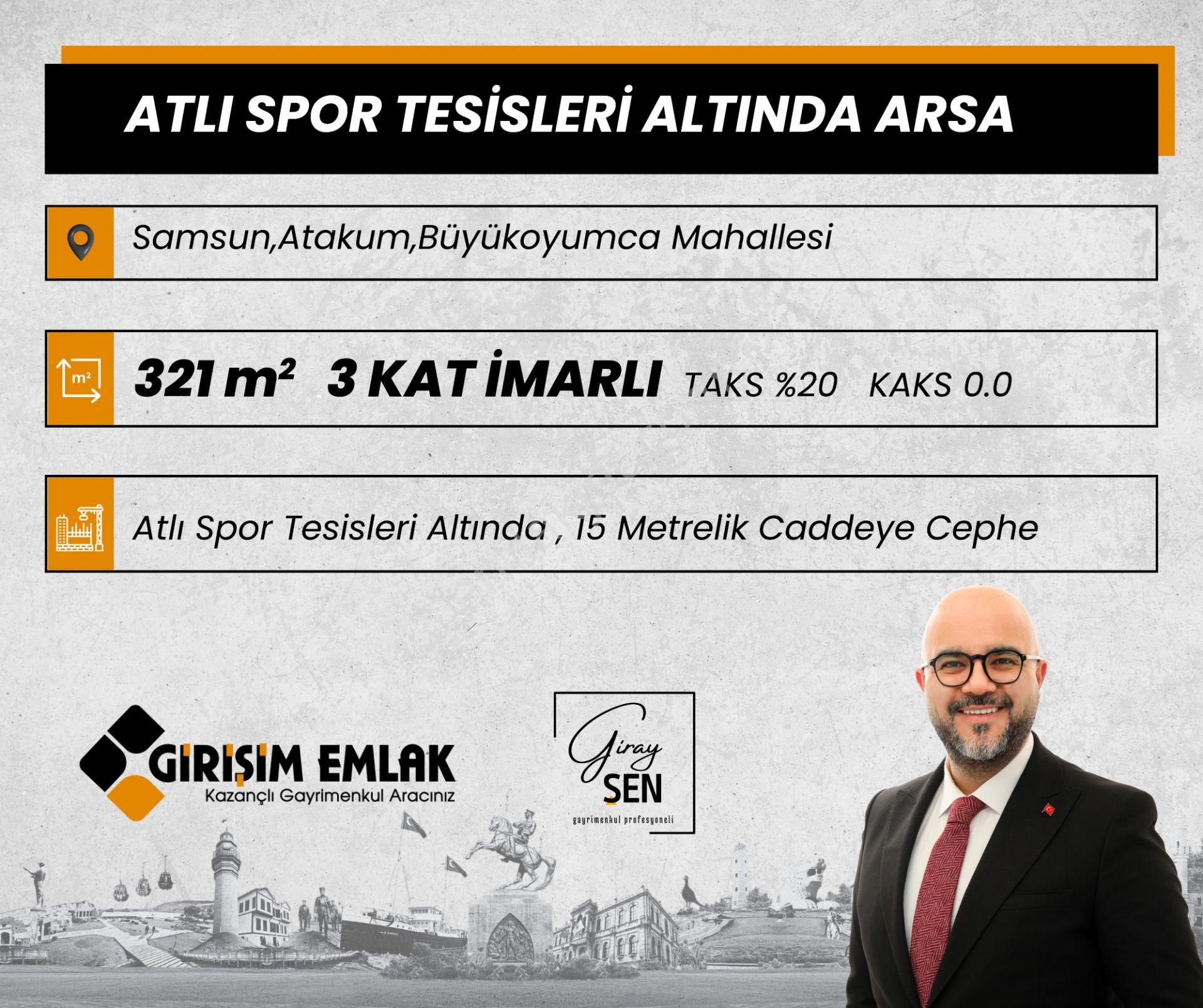 Atakum Büyükoyumca Satılık Konut İmarlı  ATLI SPOR TESİSLERİ ALTI 3 KAT CADDE CEPHE ARSA