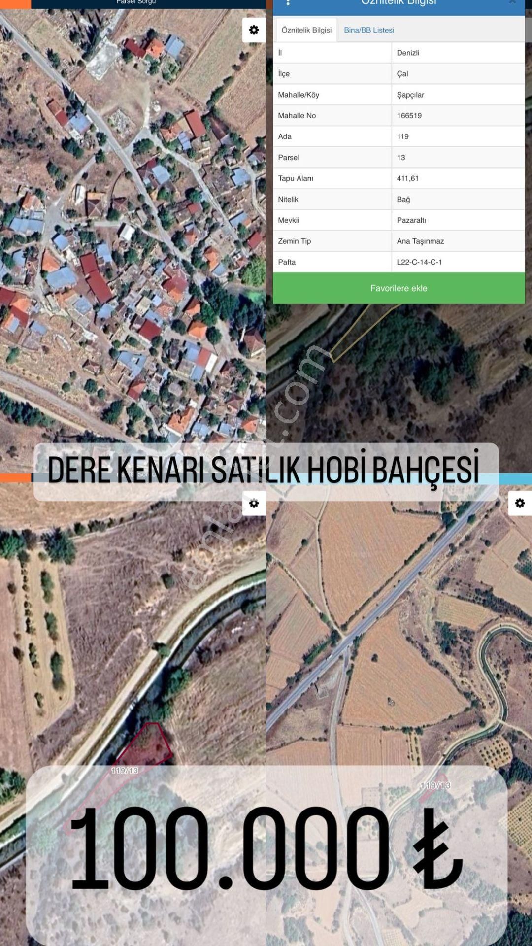 Çal Şapcılar Satılık Bağ & Bahçe  DENİZLİ/ÇAL DERE KENARI MUHTEŞEM HOBİ BAHÇESİ