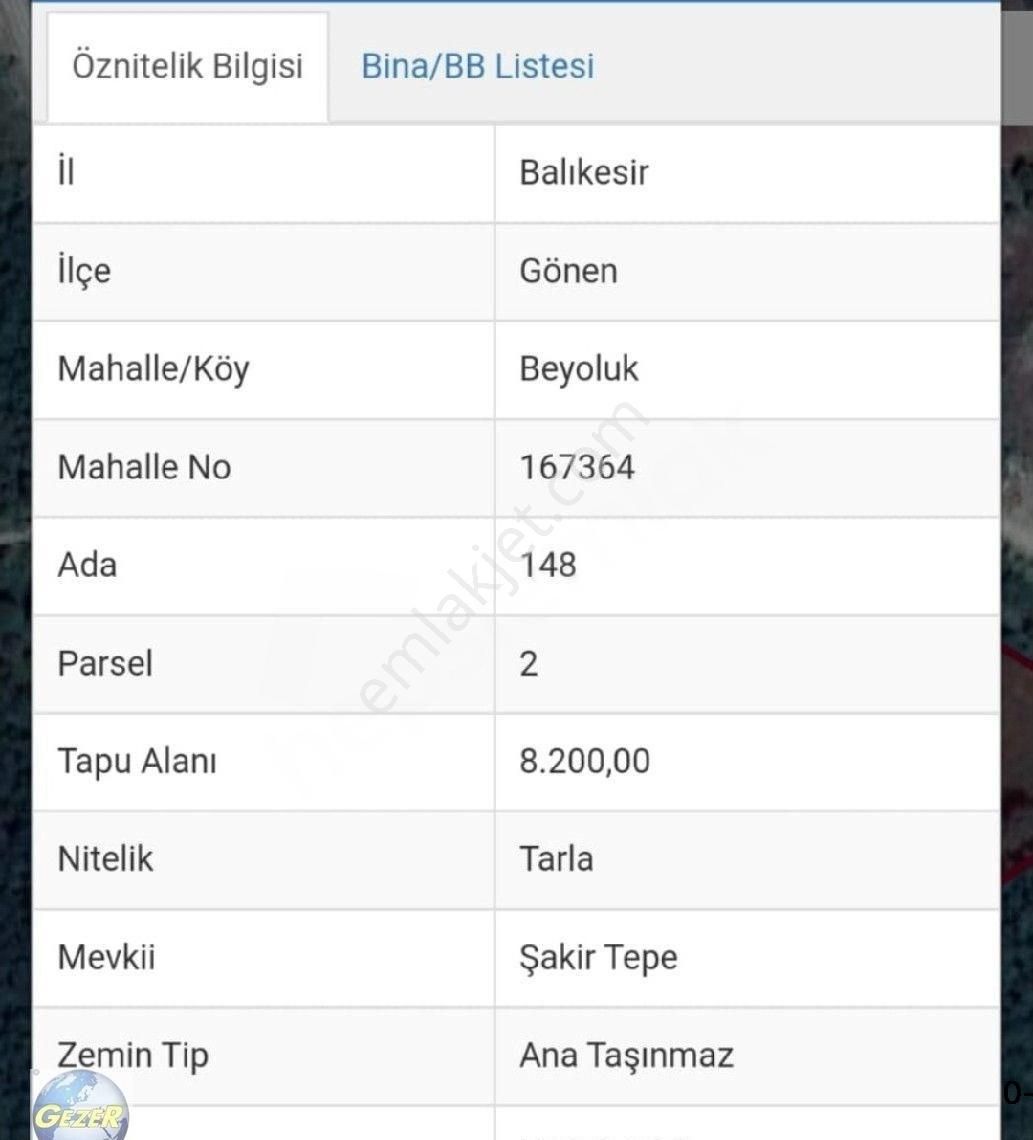 Gönen Beyoluk Satılık Tarla Gönen Beyoluk 8200 M2 Satılık tarla