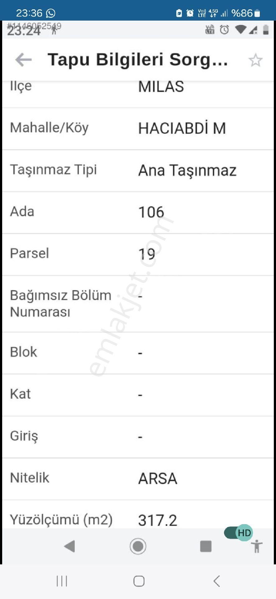 Milas Hacıabti Satılık Konut İmarlı 317m2 Satılıl Arsa