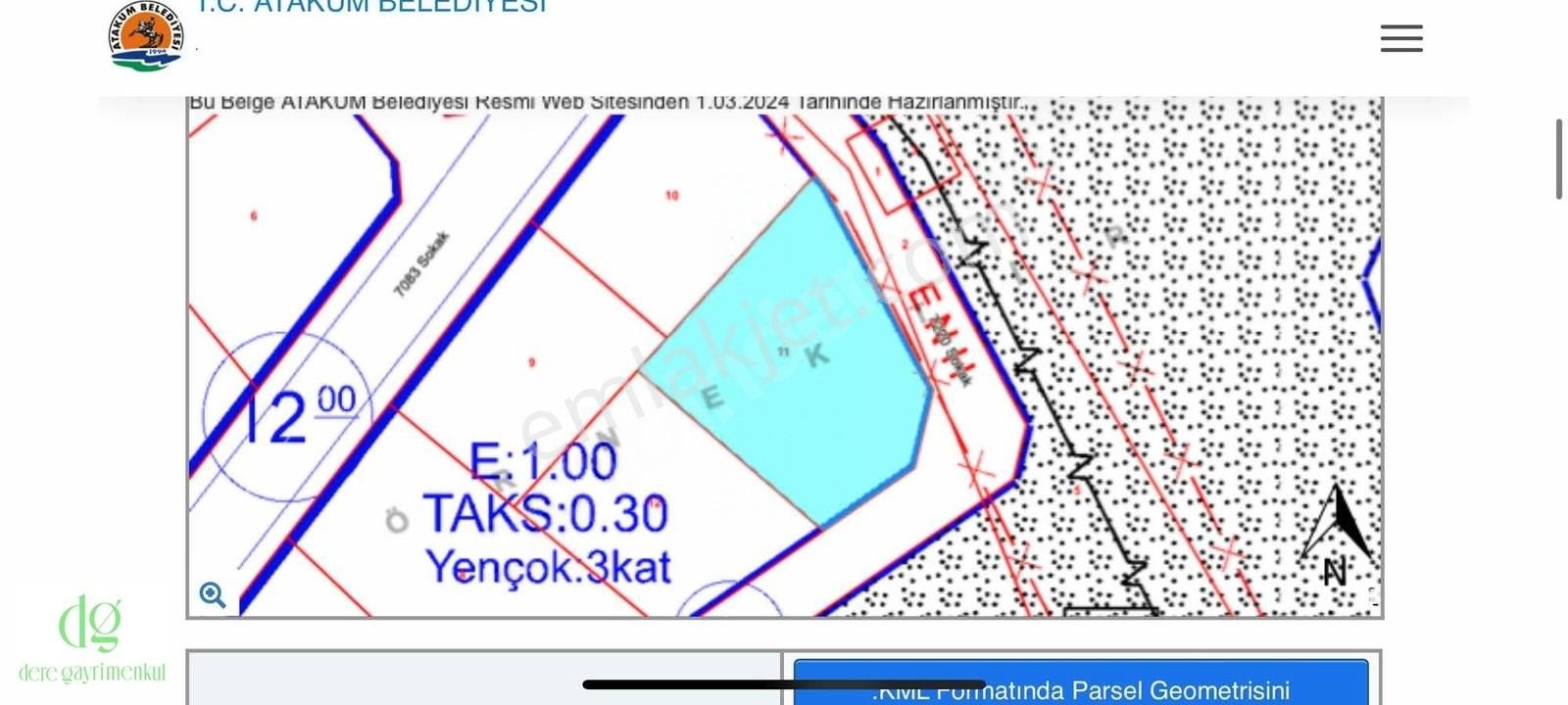 Atakum Güzelyurt Satılık Villa İmarlı Çatalçam'da 3 Kata İmarlı Önü Park Köşe Parsel 640 M2 Arsa