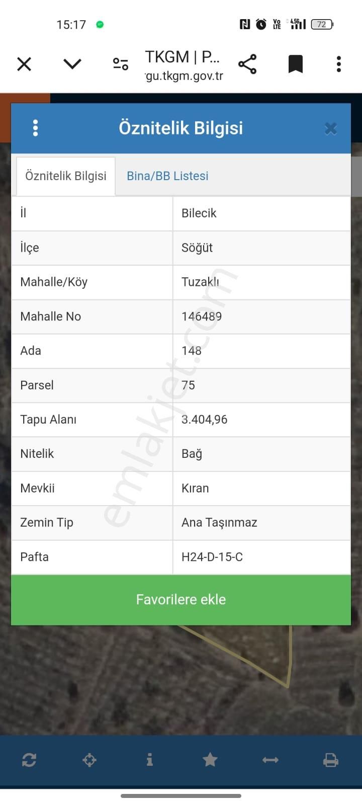 Söğüt Tuzaklı Köyü Satılık Tarla  satılık hobi bahçesi