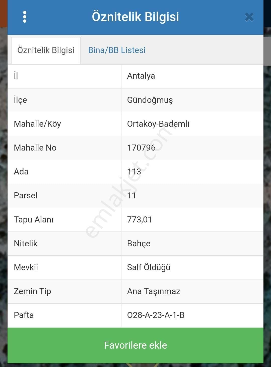 Gündoğmuş Ortaköy Satılık Tarla 2 adet Fırsat Arsa