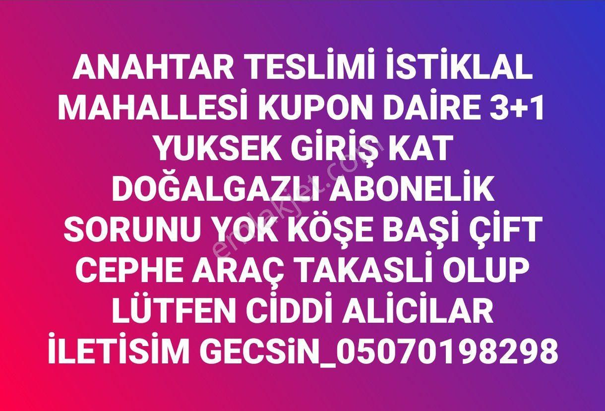 Şahinbey İstiklal Satılık Daire GAZİANTEP İSTİKLAL MAHALLESİ KUPON DAİRE 