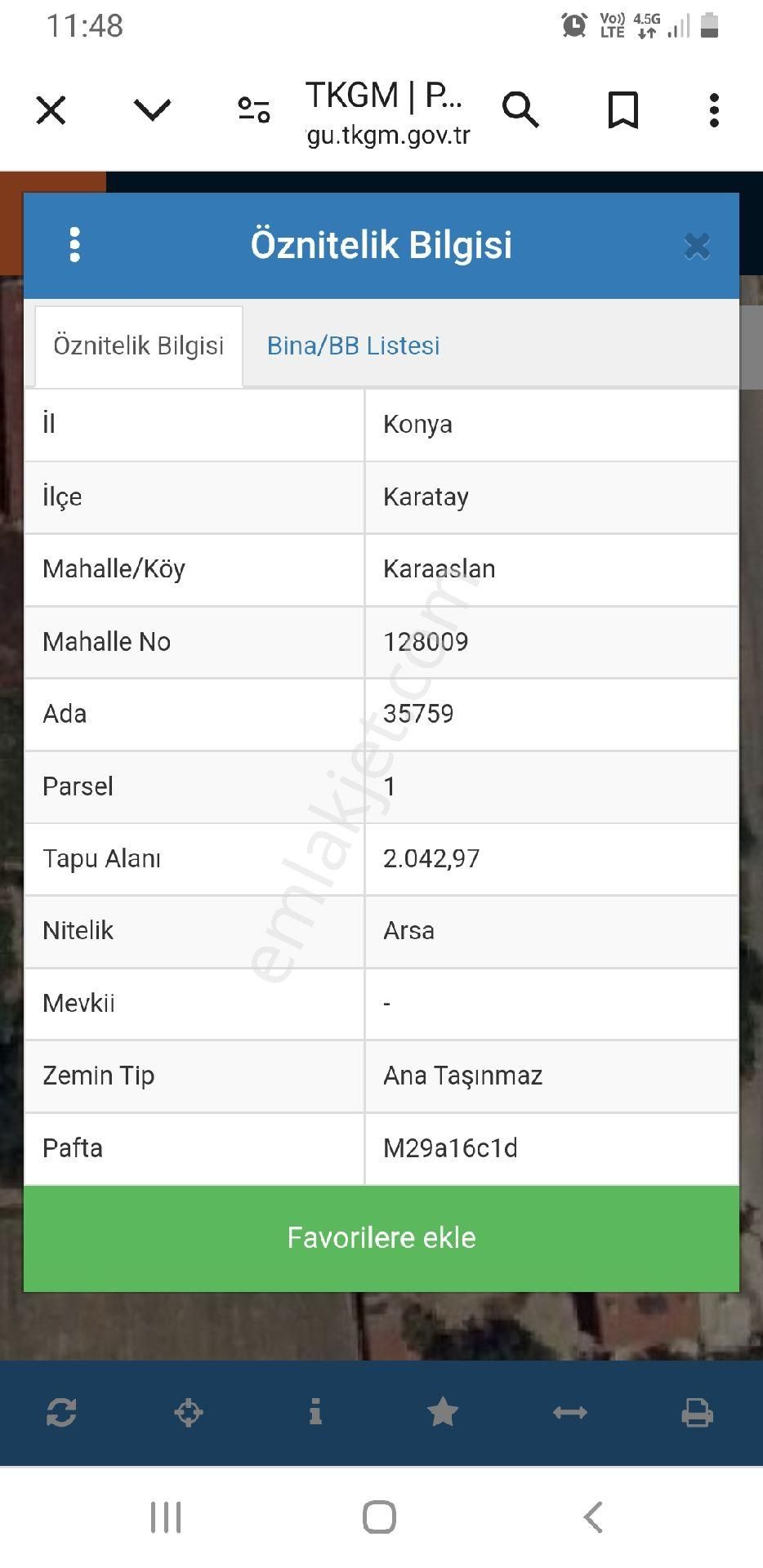 Karatay Karaaslandede Satılık Konut İmarlı EDİSLER GAYRIMENKULDEN KARATAY KARASLAN MAH 4 ADED 511M²KARE ARSALAR