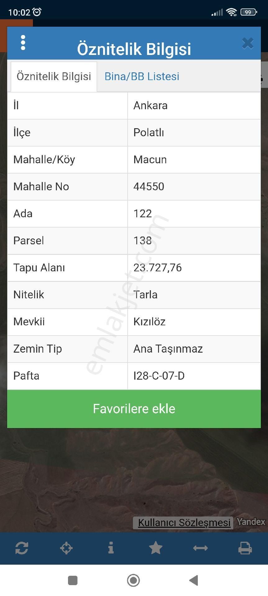 Polatlı Macun Satılık Tarla POLATLI MACUNDA 23.727MK TEK TAPU SATILIK TARLA 