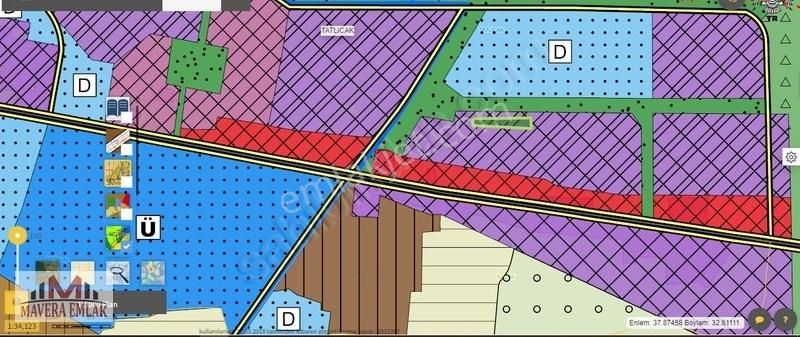 Karatay Tatlıcak Satılık Tarla MAVERA DAN TATLICAK TA SANAYİ ÖNGÖRÜ SAHASINDA SATILIK ARAZİ