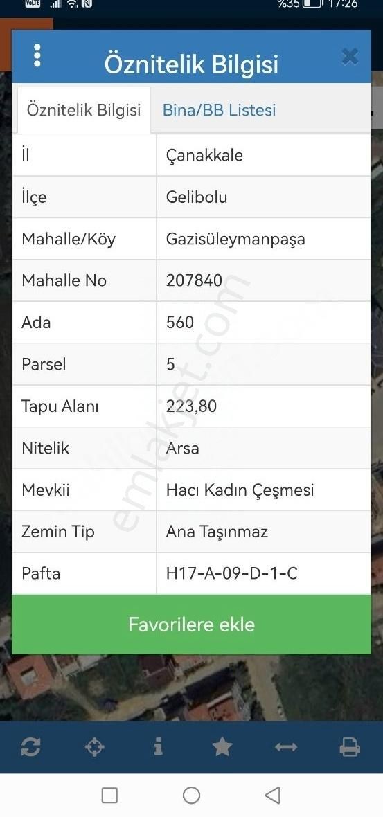 Gelibolu Gazi Süleyman Paşa Satılık Konut İmarlı GELİBOLU GAZİ SÜLEYMAN PAŞA MAH. SATILIK 223.80 M2 ARSA