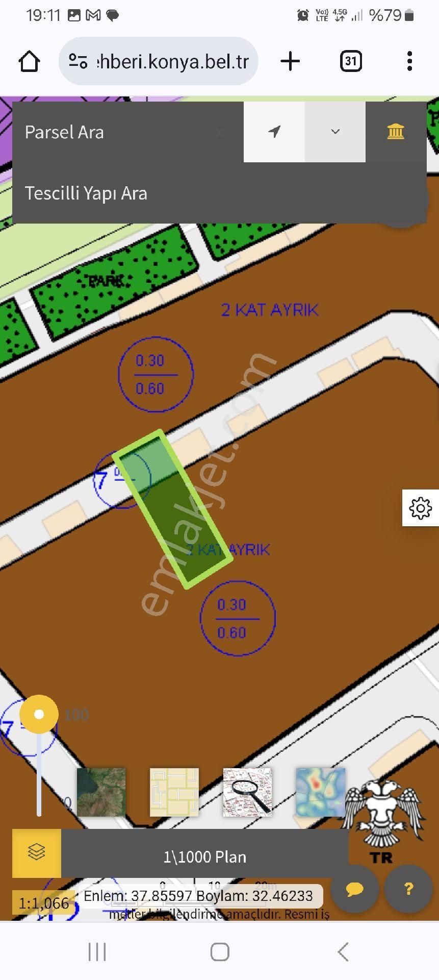 Meram Ateşbaz-I Veli Satılık Konut İmarlı MERAM TOPRAKSARNIÇTA SATLIK 280 M2 SÜPER ARSA 