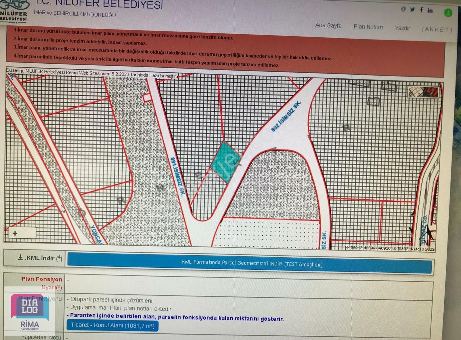 Nilüfer Minareliçavuş OSB Satılık Ticari İmarlı DİALOG RİMA'DAN BURSA MİNARELİ ÇAVUŞ'TA SATILIK İMARLI ARSA