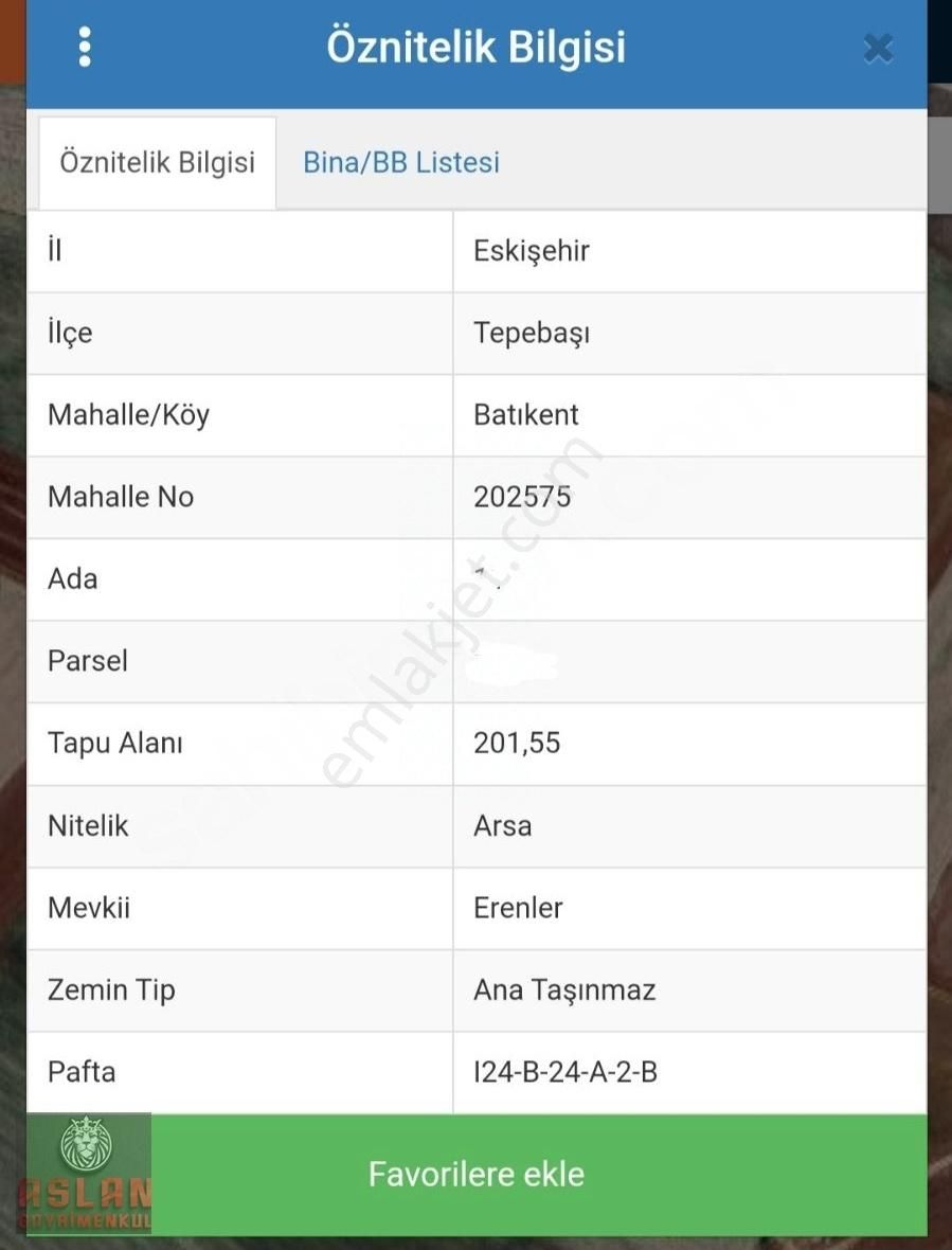 Tepebaşı Batıkent Satılık Özel Kullanım ASLAN EMLAKTAN BATIKENTTE HOBİ ARSASI