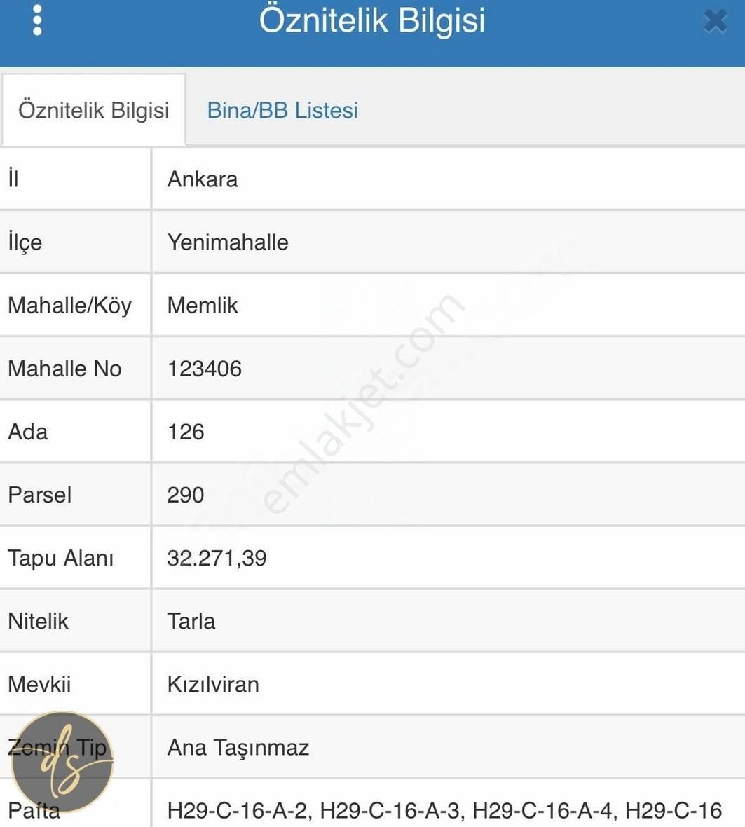 Yenimahalle Memlik Satılık Tarla YENİMAHALLE MEMLİK'TE 10.450 M2 HİSSELİ FIRSAT TARLA