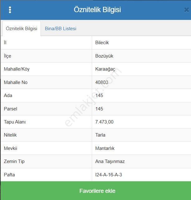 Bozüyük Karaağaç Köyü Satılık Tarla Bilecik Bozüyük Karaağaç Köyü Satılık 7473 M2 Tarla