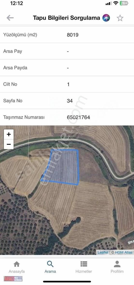 Gönen Hacımenteş Satılık Tarla GÖNEN HACIMENTEŞ KÖYÜ 8.019 metre