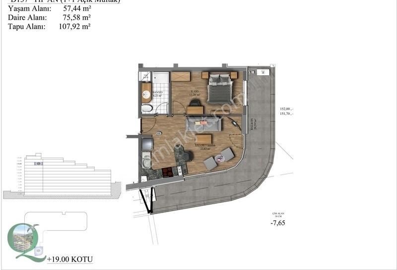 Pendik Dumlupınar Satılık Daire QADRAJ Gözdağı Korusu 1+1 Balkonlu