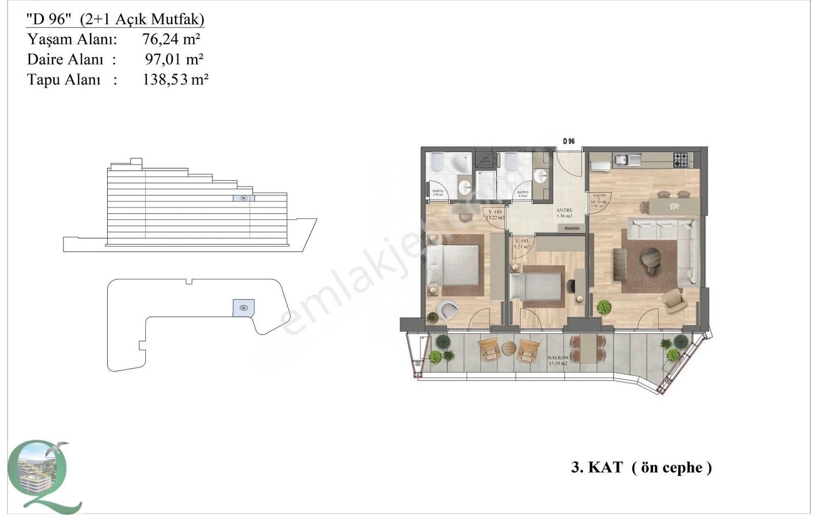 Pendik Dumlupınar Satılık Daire QADRAJ Rezidans Gözdağı Korusu 2+1