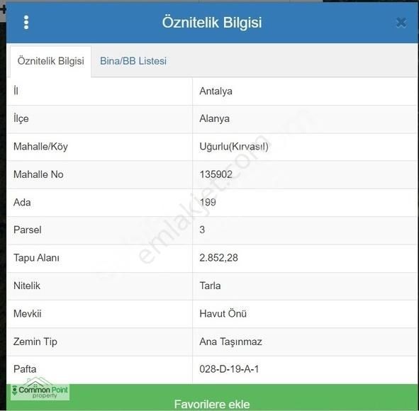 Alanya Uğurlu Satılık Tarla ALANYA UĞURLU KÖYÜ KIRVASIL MEVKİİ 2852m2 SATILIK TARLA