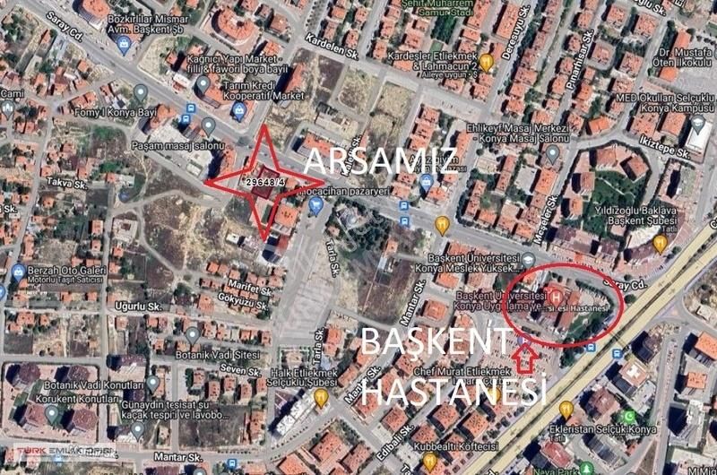 Selçuklu Hocacihan Satılık Konut İmarlı BAŞKENT HASTANESİ ARKASI SATILIK 789 m2 İMARLI DEĞERLİ ARSA