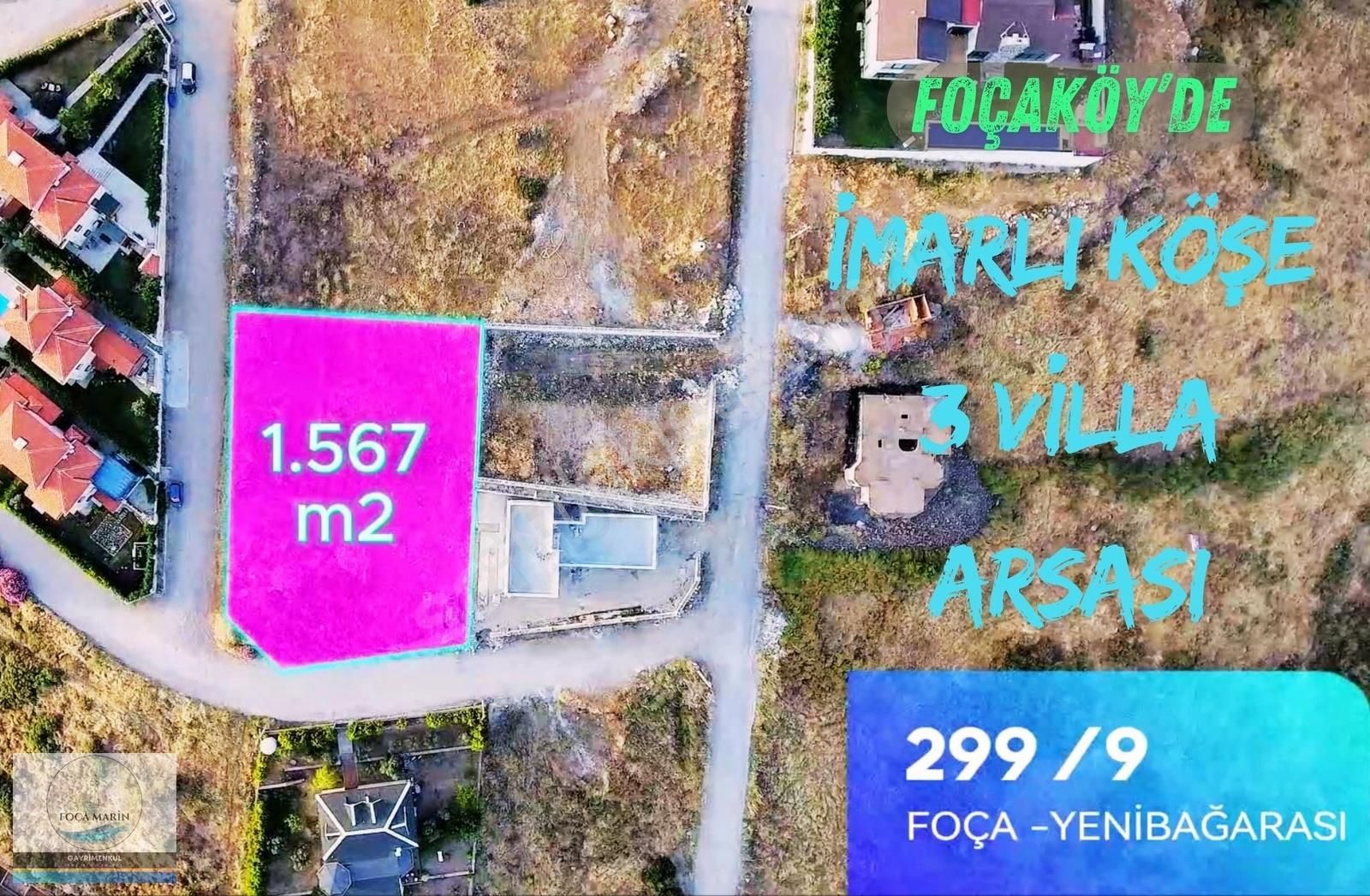 Foça Yenibağarası Satılık Konut İmarlı Foçaköy'de Havuzlu 3 Villa İmarlı Özel Konumda Köşe Parsel Arsa