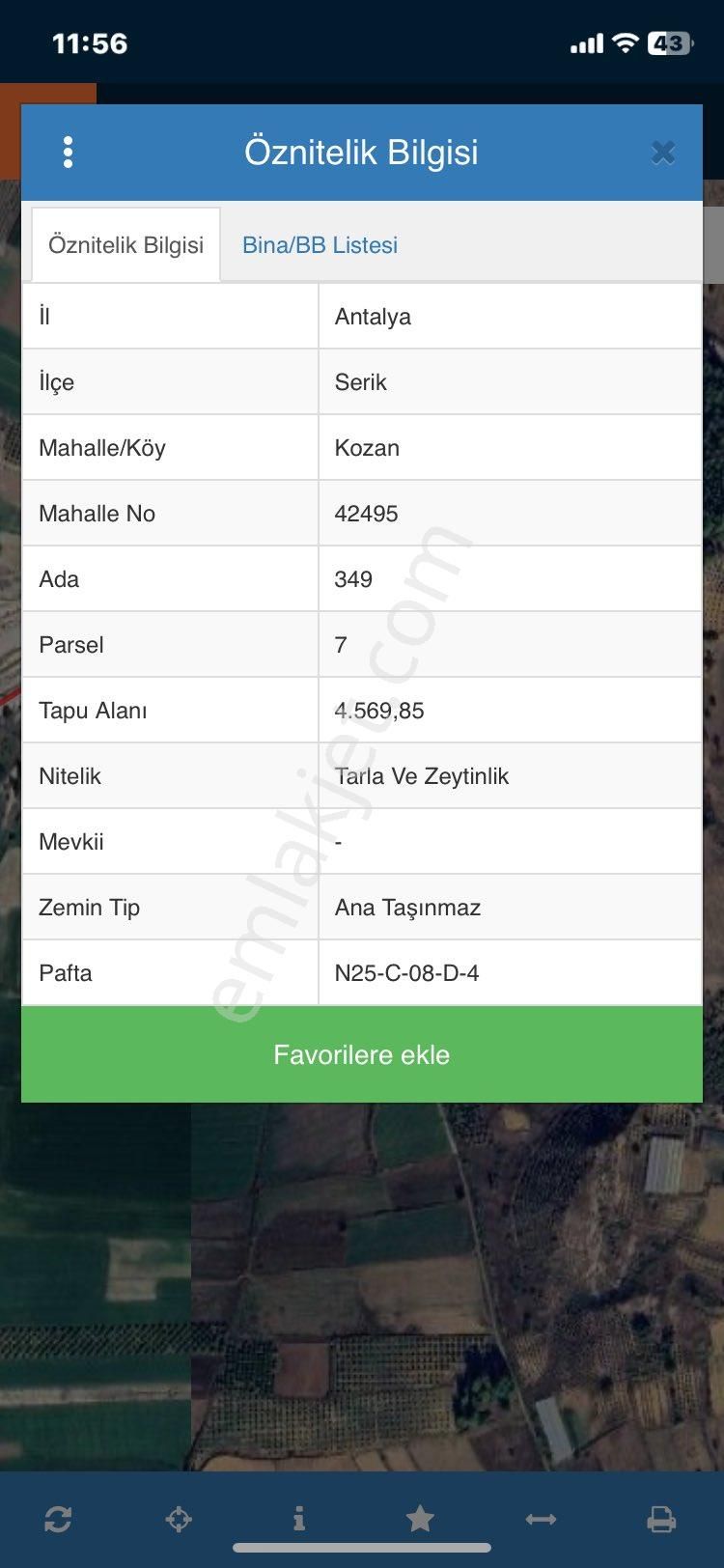 Serik Kozan Satılık Tarla SERİK KOZAN'DA 4070 METRE TEK TAPU ZEYTİN BAHÇESİ