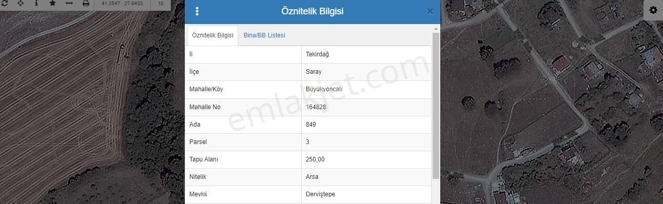 Saray Atatürk Satılık Konut İmarlı  Tekirdağ Saray Büyükyoncalıda Satılık Arsa , 250 M2 3 Kat İmarlı İfrazlı