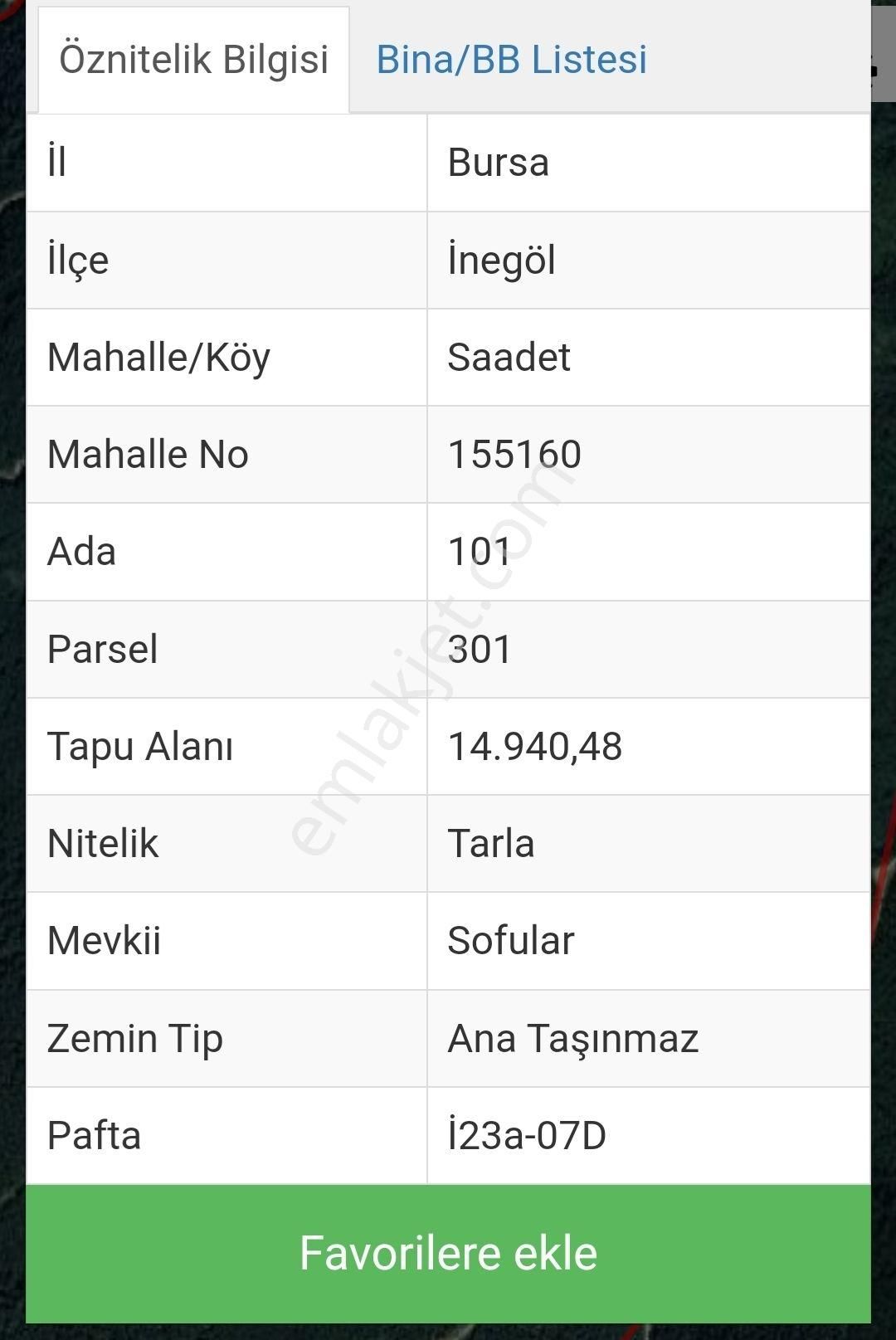 İnegöl Saadet Satılık Bağ & Bahçe Bursa İnegöl Saadet Köyü Satılık Tarla