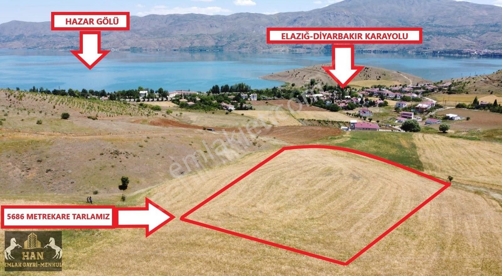 Sivrice Günay Köyü Satılık Tarla HAN EMLAKTAN PANORAMİK HAZAR GÖLÜ MANZARALI SATILIK TARLA