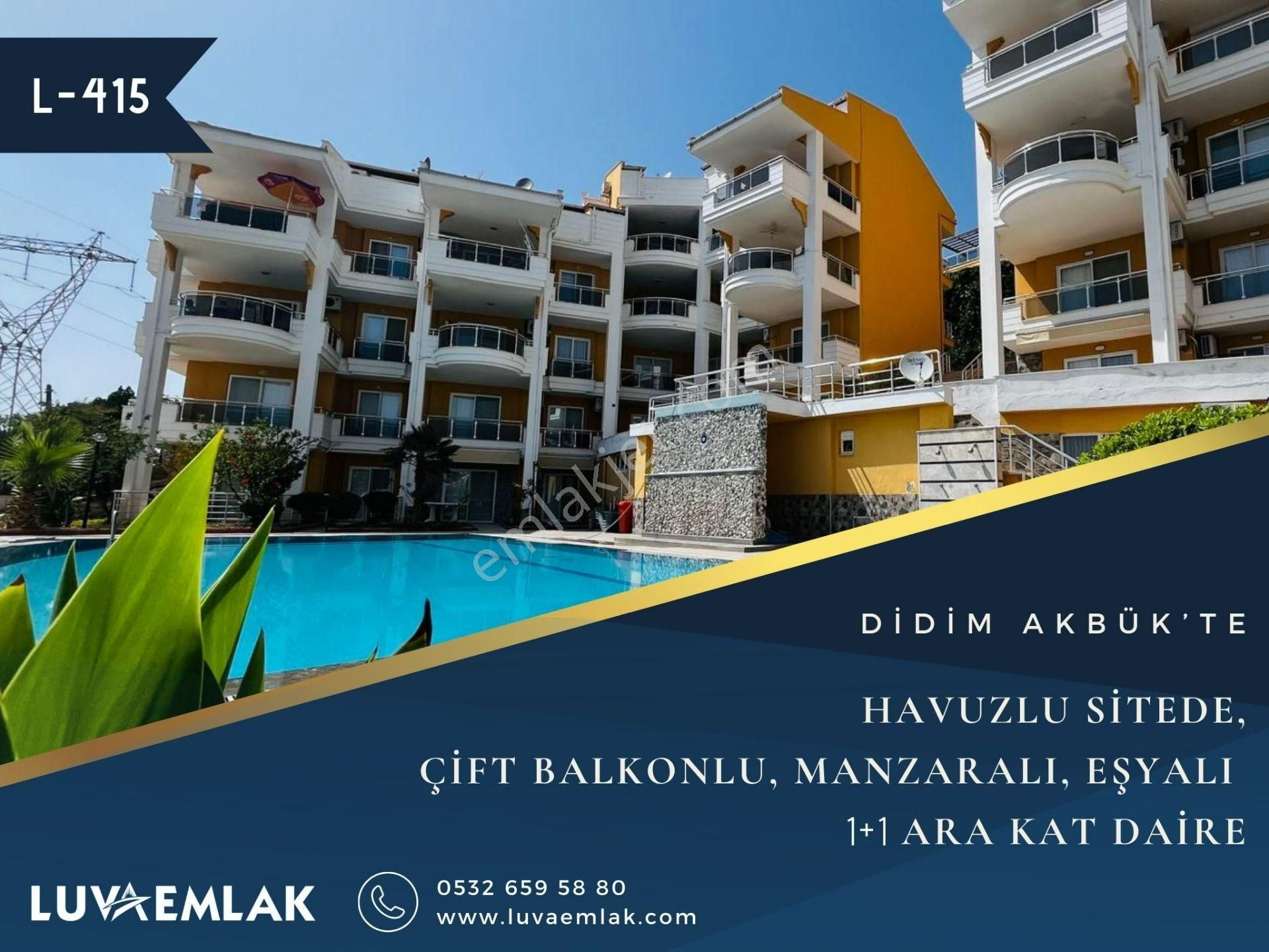 Didim Akbük Satılık Daire Didim Akbük'te Deniz Ve Doğa Manzaralı Havuzlu Sitede 1+1 Ara Kat Eşyalı Daire