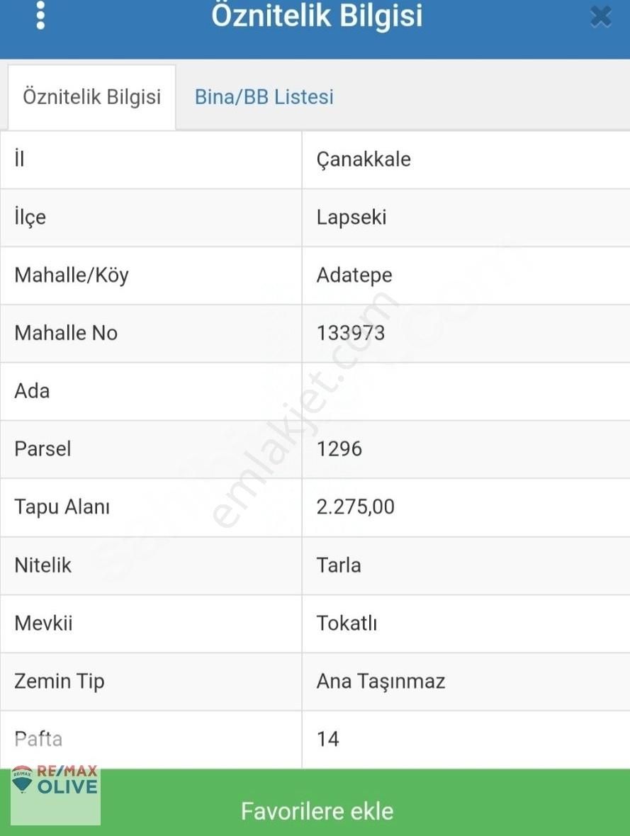 Lapseki Adatepe Köyü (Yol Üstü) Satılık Tarla Çanakkale Lapseki Adatepe Köyünde Satılık Tarla