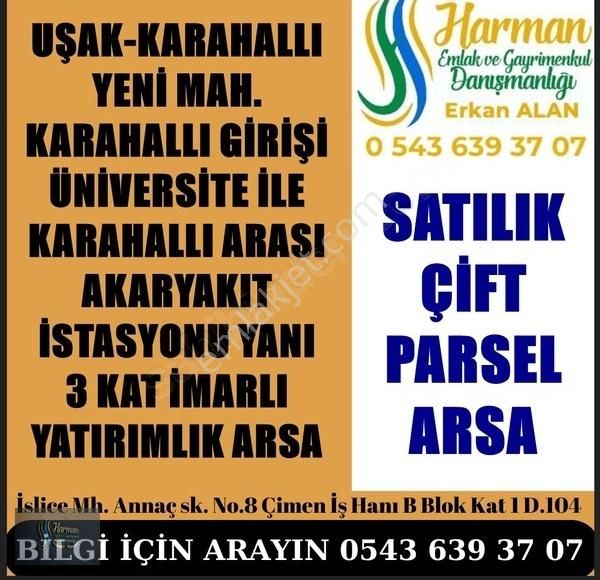 Karahallı Yeni Satılık Konut İmarlı KARAHALLI GİRİŞTE 3 KAT YATRIMLIK İMARLI ARSA