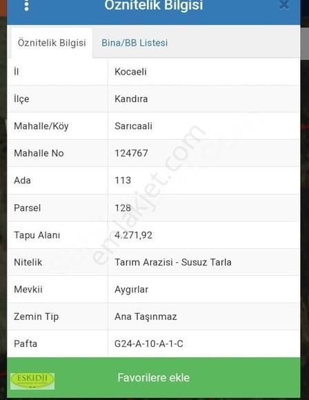 Kandıra Sarıcaali Satılık Tarla KOCAELİ KANDIRA SARICAALİ %5 İMARLI GÖL MANZARALI TARLA 4,271m2